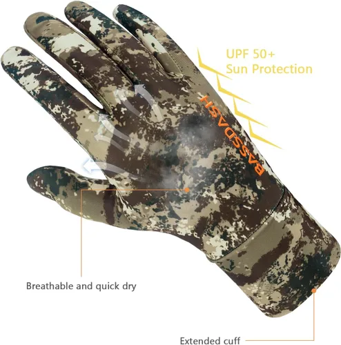 Miniatura 4 de BASSDASH Guantes de caza de camuflaje para hombres UPF 50+ Guantes ligeros con pantalla táctil para pesca, senderismo y actividades al aire libre
