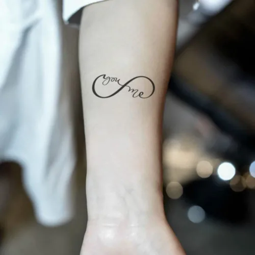 Miniatura 4 de Juego de 2 calcomanías de tatuaje temporal pequeñas, diseño de pájaro con diseño de pájaro "Always You and Me" para mano, cuello, cara, muñeca, K-488