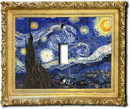 Miniatura 5 de Cubierta eléctrica acrílica decorativa de pintura de noche estrellada - Interruptor de luz triple