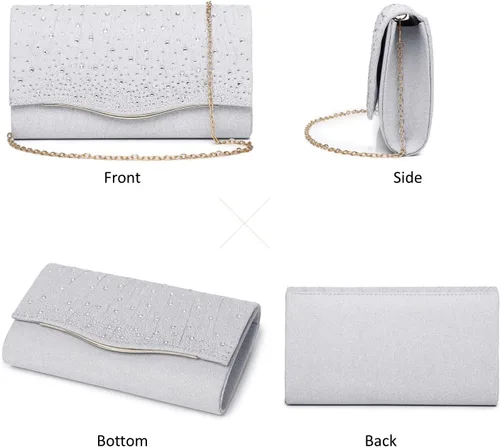 Miniatura 2 de Bolsos de noche para mujer, con lentejuelas y purpurina para mujer, bolso de mano brillante, bolso formal para boda, fiesta, baile de graduación