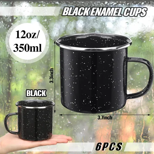 Miniatura 2 de 6 tazas de camping esmaltadas pequeñas, tazas de café, tazas de té, tazas de té portátiles vintage para fogata, tazas de campamento a granel con asa