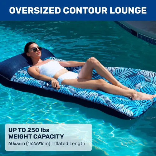 Miniatura 2 de Aqua- Flotador inflable con contorno de 18 bolsillos con cubierta de tela de lujo de gran tamaño, flotador de piscina para sentarse al sol, alta