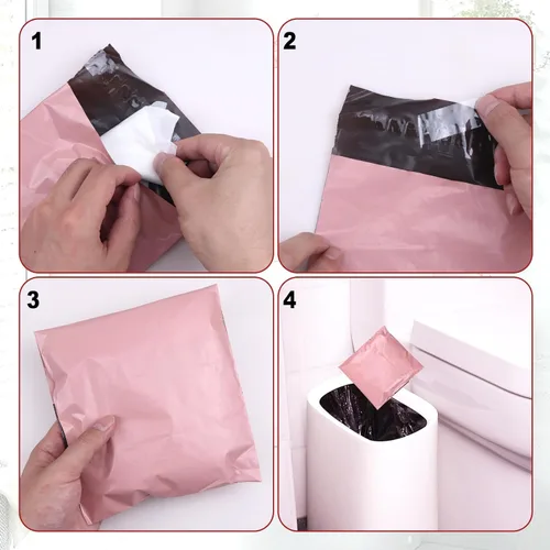 Miniatura 3 de Terdey Bolsa de eliminación de servilletas sanitarias, autosellado, protección de privacidad, bolsa de tampones sanitarios con cremallera, rosa, 202
