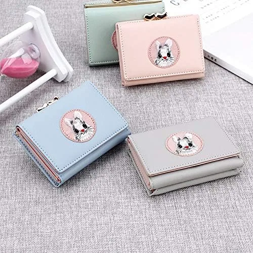 Miniatura 5 de JIUFENG Billetera corta para mujer multiusos bordada tarjetero monedero monedero