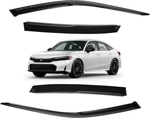 Miniatura 164 de Viseras para ventanas para Mazda 3 Sedán 4 puertas 2004 2005 2006 2007 2008 2009 estilo JDM Mugen, deflector de viento, protector solar y de lluvia