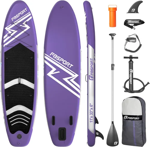 Miniatura 22 de FBSPORT Tabla de remo de pie prémium de 11 pies, tabla de yoga con accesorios de SUP y bolsa de transporte, amplia posición, control de surf, Verde