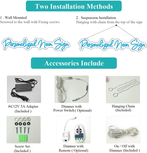 Miniatura 9 de Letrero de neón LED personalizado, regulable, luz de neón personalizada para decoración de pared de dormitorio, boda, fiesta de cumpleaños, bar