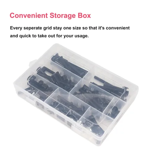Miniatura 7 de cSeao 100 tornillos para cuna M6 para cama de bebé, tornillos hexagonales negros para construir muebles de cuna, sillas de cuna