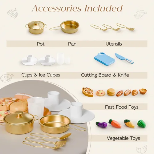 Miniatura 6 de Juego de cocina para niños, juego de cocina con 21 accesorios divertidos, juego de cocina de juguete con electrodomésticos realistas, almacenamiento