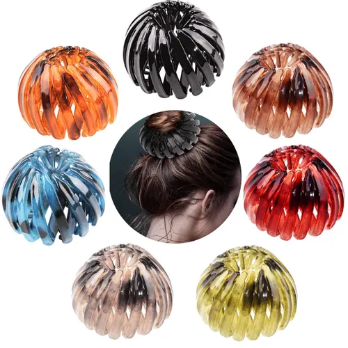 Miniatura 10 de TOBATOBA Bird Nest - Pinza mágica para el cabello, 7 piezas, horquilla para nido de pájaro, soporte para cola de caballo expandible, pinzas