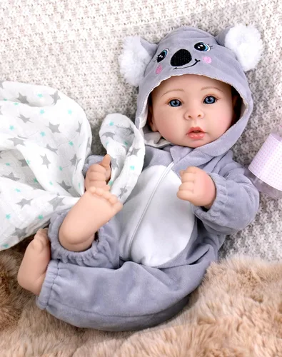 Miniatura 10 de Aori Muñeca de bebé niño de 17 pulgadas, muñecas de bebé de la vida real con kit de alimentación incluido, muñeca de bebé recién nacido que se ve