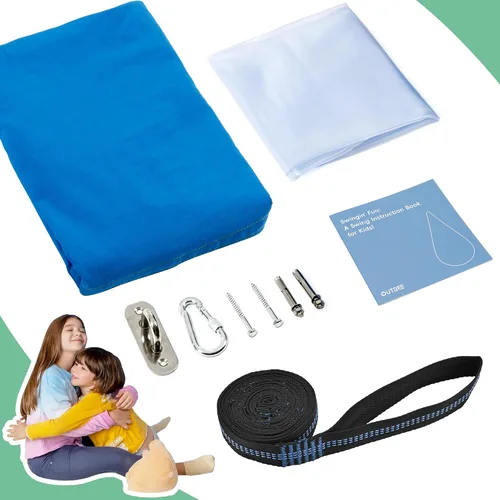 Miniatura 5 de Hamaca tipo cápsula OUTREE 100% de algodón para niños. Para uso interior y exterior, Azul