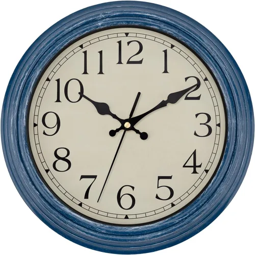 Miniatura 23 de Foxtop Reloj clásico redondo retro silencioso de 12 pulgadas, de cuarzo, decorativo, funciona con pilas, para sala de estar, cocina, oficina en casa