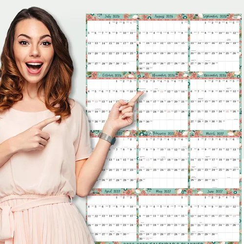 Miniatura 2 de Calendario 2026-2027 – Calendario anual de pared 2026-2027, julio 2026 - junio 2027, 22.4 x 34.6, calendarios de pared plegados de papel, calendario