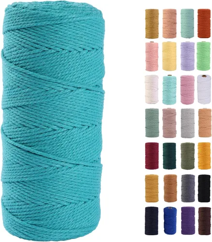 Miniatura 13 de Cordón de macramé gris rosado de 0.118 in x 109 yardas, cuerda de algodón colorido de algodón suave para colgar en la pared, colgar plantas