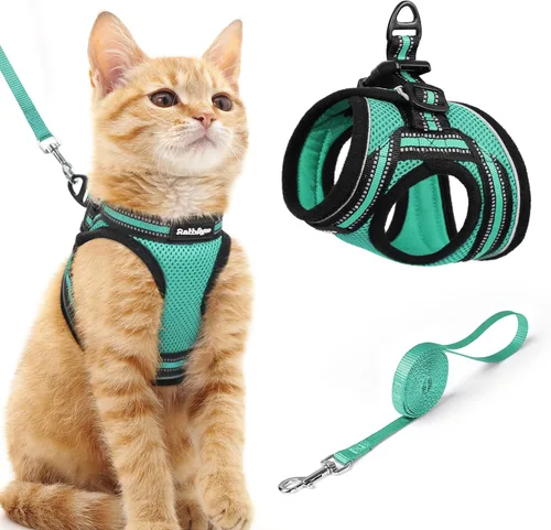 Miniatura 30 de rabbitgoo Juego de arnés y correa para gatos para caminar a prueba de escape, chaleco suave ajustable para gatitos con tira reflectante para gatos