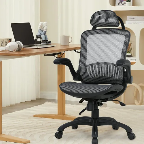 Miniatura 2 de PayLessHere Silla ergonómica de oficina para computadora, respaldo alto, con ruedas giratorias, de malla, con soporte lumbar, reposacabezas, brazos