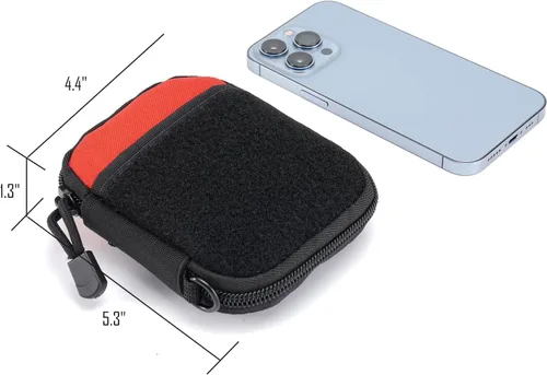 Miniatura 5 de Sayram Bolsa EDC, organizador de bolsillo, bolsa poderosa para hombres, bolsas EDC con parches, pequeña bolsa de herramientas con anillo en D Rojo