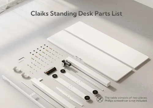 Miniatura 8 de Claiks Escritorio Eléctrico de Pie Ajustable, Escritorio de Altura Ajustable para Sentarse y Pararse, Escritorio de Oficina en Casa de 55x24 Blanco
