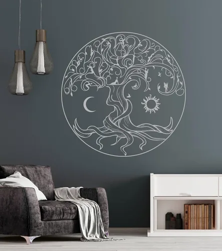 Miniatura 5 de Vinilo adhesivo para pared, diseño celta del árbol de la vida, símbolo, naturaleza, hadas, sol y luna, decoración grande (1359ig)