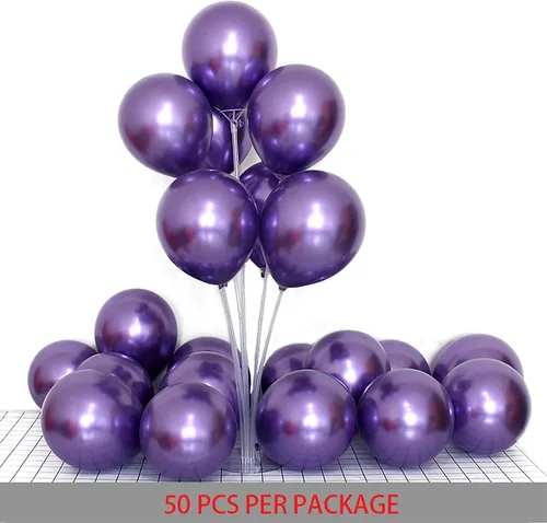 Miniatura 2 de 50 globos metálicos morados de 12 pulgadas, globos de fiesta morados cromados metálicos brillantes, para cumpleaños, boda, fiesta, Halloween