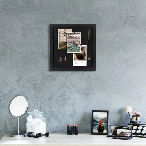 Miniatura 3 de Tablero de anuncios de corcho, tableros de corcho para paredes con fieltro, pequeño tablero de corcho con marco negro, tablero decorativo