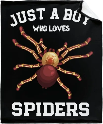 Miniatura 5 de Manta con texto en inglés "Just A Boy Who Loves Spiders", ligera y acogedora, manta de franela de forro polar, el mejor regalo, decoración del hogar