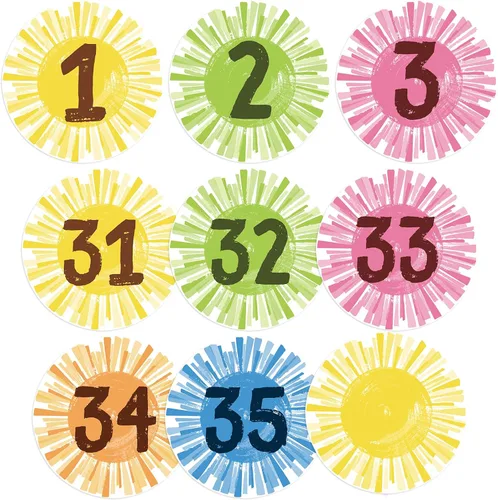 Miniatura 8 de Lincia 40 recortes numéricos de 1 a 35 recortes para tablón de anuncios y 5 tarjetas en blanco, números de calendario para el aula con 8 hojas