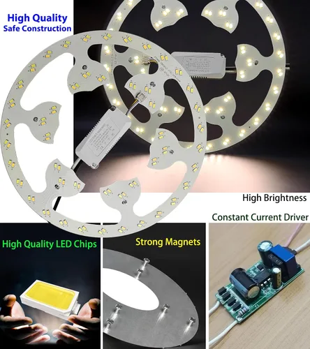 Miniatura 4 de Kit de luz de anillo de ventilador de techo de montaje empotrado LED de 24 W, panel de motor de luz LED de reajuste, 3 CCT: 3000K 4500K 6000K