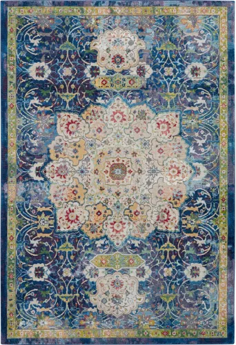 Nourison Home Global - Alfombra vintage tradicional azul de 4 x 6 pies, fácil de limpiar, no se desprende, para dormitorio, sala de estar, comedor,