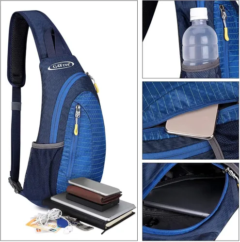 Miniatura 4 de G4Free Bolso bandolera para hombres y mujeres, mochila cruzada pequeña, bolsas de hombro ligeras para viajes, exteriores y deportes (azul)