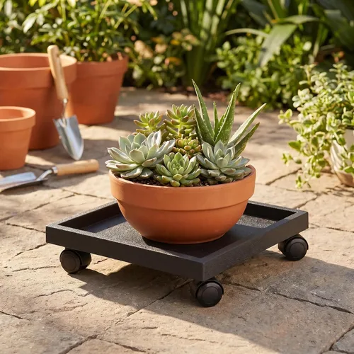 Miniatura 7 de Plato Cuadrado Rodante para Plantas de 9.8 Pulgadas con Ruedas, Soporte con Ruedas de Servicio Pesado para Plantas en Maceta, Bandeja Base Rodante
