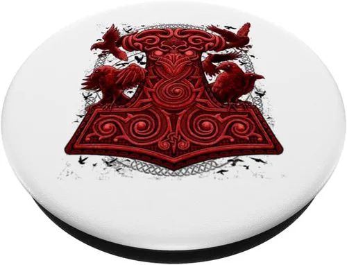 Miniatura 2 de Viking Thors Raven Hammer Pagan Norse Mjolnir PopSockets intercambiables PopGrip