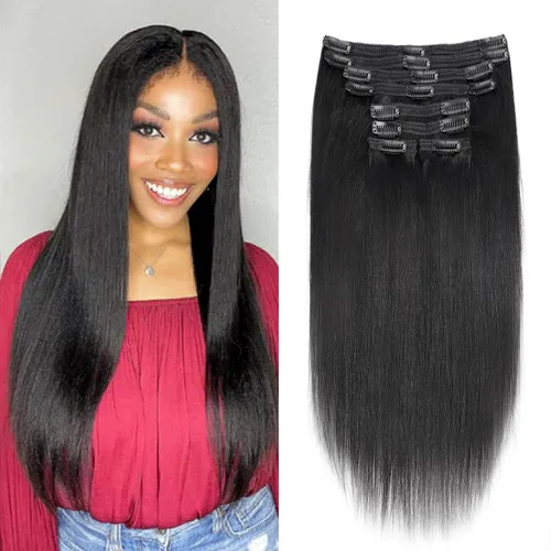 Miniatura 64 de Extensiones de cabello con clip de 12 pulgadas, rizado birmano, negro natural, extensiones de cabello con clip rizado birmano, cabello humano real