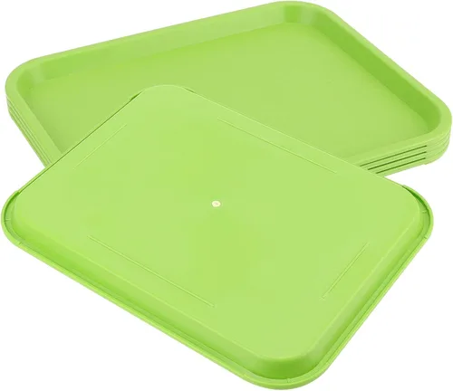 Miniatura 4 de MUKCHAP Paquete de 12 bandejas para servir comida rápida, bandeja rectangular de plástico de 10 x 14 pulgadas, color verde