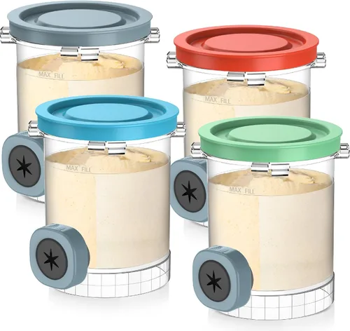 Pintas de repuesto y tapas de colores para creami Ninja Swirl NC700, NC701 Series Ice Cream & Soft Serve Makers, paquete de 4 recipientes de crema,