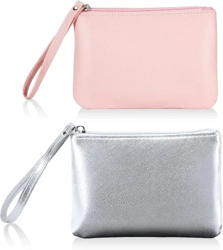 Miniatura 31 de Paquete de 2 pequeñas bolsas de maquillaje con cremallera para bolso, lápiz labial, organizador de maquillaje de viaje para mujeres, productos Negro