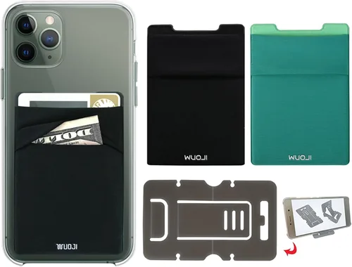 Miniatura 10 de Cartera para tarjetas de teléfono con bloqueo RFID, doble bolsillo seguro, ultradelgada, autoadhesiva, funda para tarjetas de crédito, calcomanía