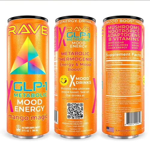 Miniatura 9 de La bebida energética metabólica RAVE GLP-1 aumenta el GLP-1 de forma natural. Suprime el apetito, reduce los antojos, equilibra el azúcar en sangre