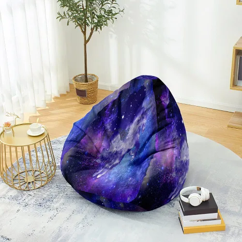 Miniatura 2 de Morbuy Funda para silla puff para niños y adultos (sin relleno), diseño de cielo estrellado 3D, suave, perezoso, funda lavable de gran