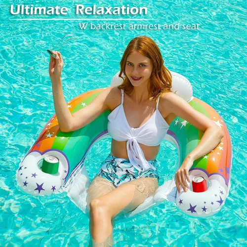 Miniatura 2 de Jasonwell Silla flotante inflable para piscina - Flotadores de piscina, silla flotante para piscina, flotadores de descanso para piscina, silla