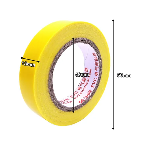 Miniatura 4 de Maveek 10 rollos de cintas eléctricas de PVC, autoadhesivas, impermeables, aislantes amarillas, clasificadas hasta 600 voltios y 176 °F, 0.6 x 49.2
