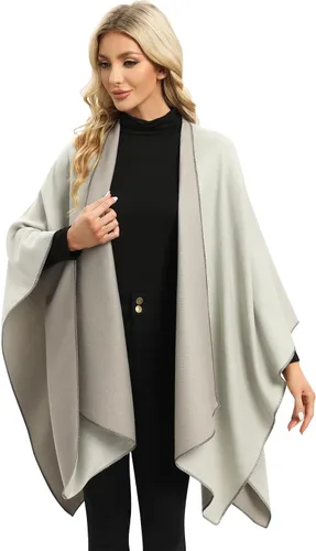 Miniatura 5 de Femdouce Manta cálida para mujer, ligera, con frente abierto, capa tipo poncho para primavera, otoño e invierno