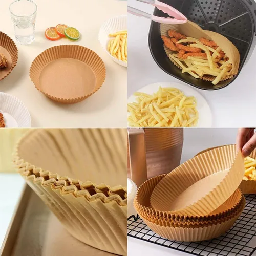Miniatura 4 de 50 piezas de papel desechable para freidora de aire de 6.3 pulgadas, gran antiadherente, desechable, a prueba de agua, papel de hornear de grado