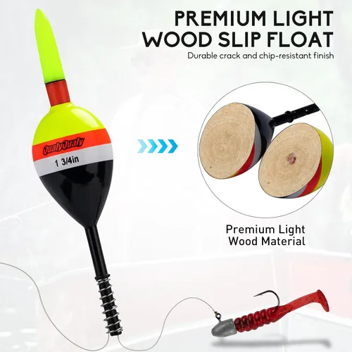 Miniatura 3 de QualyQualy 4 piezas de flotadores de pesca con luces deslizantes que brillan en la oscuridad, flotador de resorte para pesca de crappie y walleyes