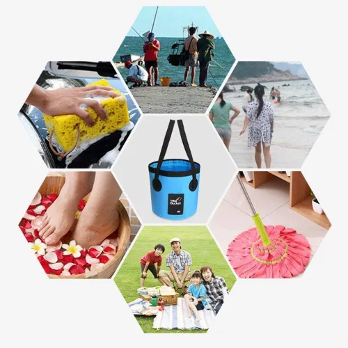 Miniatura 9 de Cubo plegable, cubo plegable portátil de 5 galones para pesca, camping, viajes, senderismo