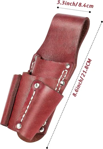 Miniatura 6 de Bolsa de herramientas de cuero, bolsa de herramientas de electricista con 4 bolsillos, resistente y duradera, para cualquier electricista/soldador