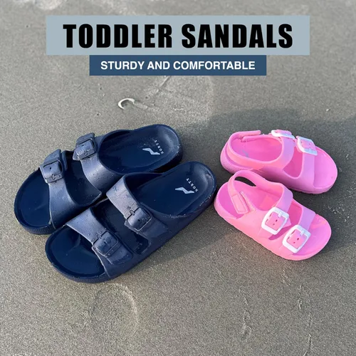 Miniatura 2 de NORTY Sandalias para niños y niñas Sandalias unisex para niños Zapatos de verano para niños pequeños con 2 correas ajustables con hebilla