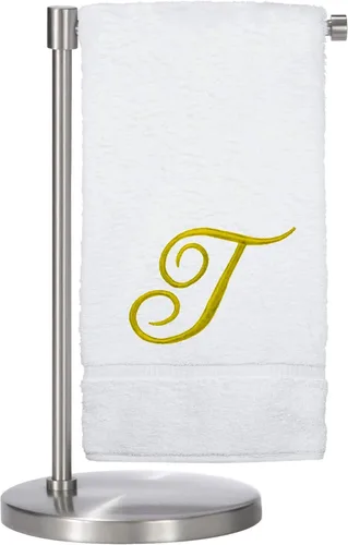Miniatura 38 de Script R - Toalla de baño con monograma, regalo personalizado, 27 x 54 pulgadas, juego de 1 toalla bordada con texto dorado, 100% algodón turco