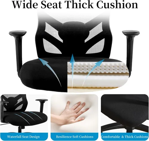 Miniatura 4 de YFO Silla de oficina grande y alta de 500 libras, silla de escritorio para computadora con soporte lumbar ajustable, malla ergonómica resistente